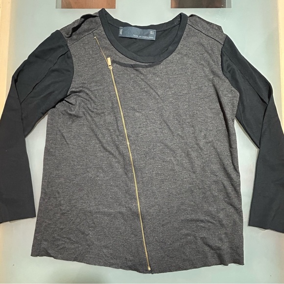 Zara Tops - Zara Woman Studio Black and Gray Long Sleeve Zip Top Size M
